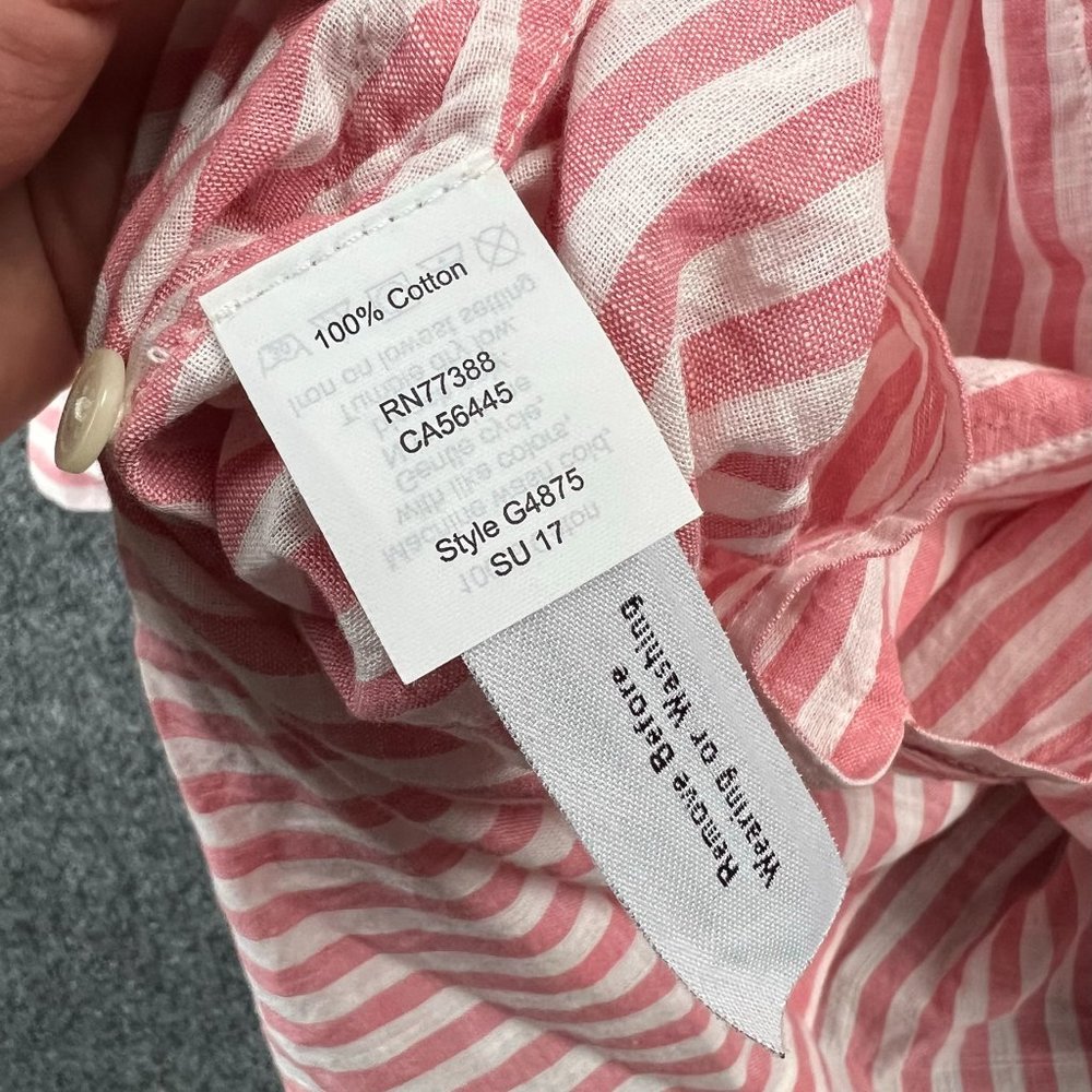 Madewell Button Up Shirt Adult Medium Women Top Pink White Stripe Lightweight - Picture 11 of 12